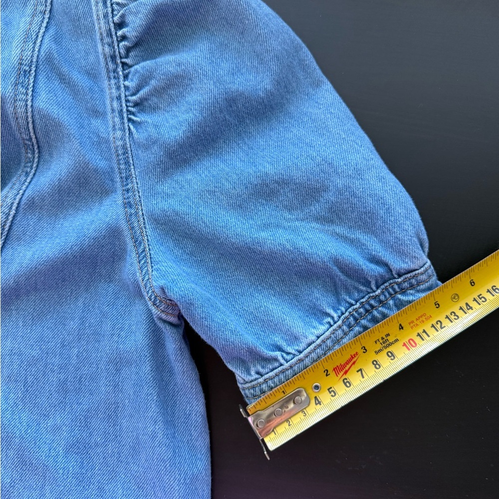 Zara Denim Tie-Neck Top - Picture 6 of 7